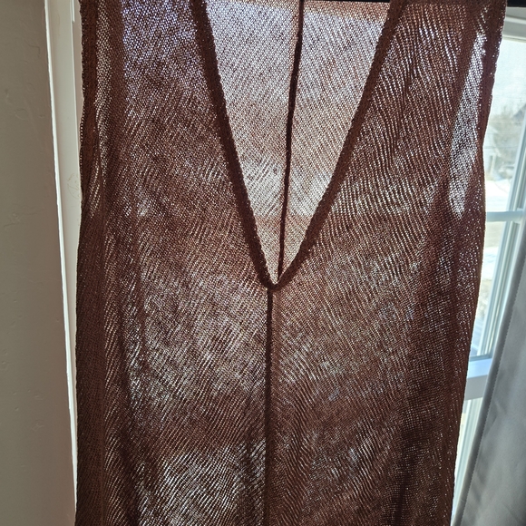 Free People Beach Stretch Knit V-Neck Midi Dress Swim Coverup Rust Color Size XS - Picture 9 of 11